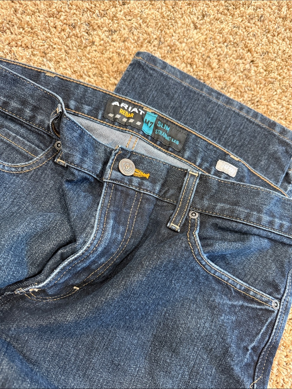 Ariat Men's Slim Straight Leg Jeans - Dark Blue Denim